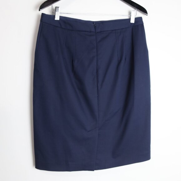 Club Monaco Pencil Skirt Lyocell Navy Animal Print Navy Blue 12 - Picture 3 of 7